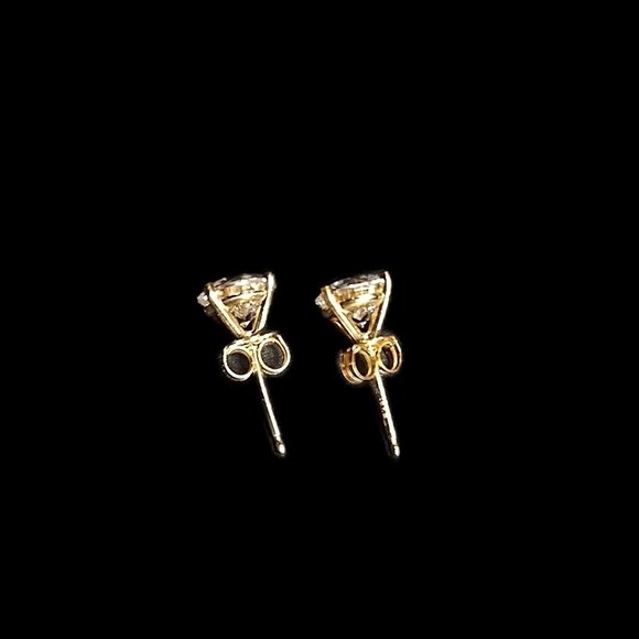 Rolord pair of 18kt yellow gold earrings with 2 round cut 1ct moissanite - Picture 6 of 15